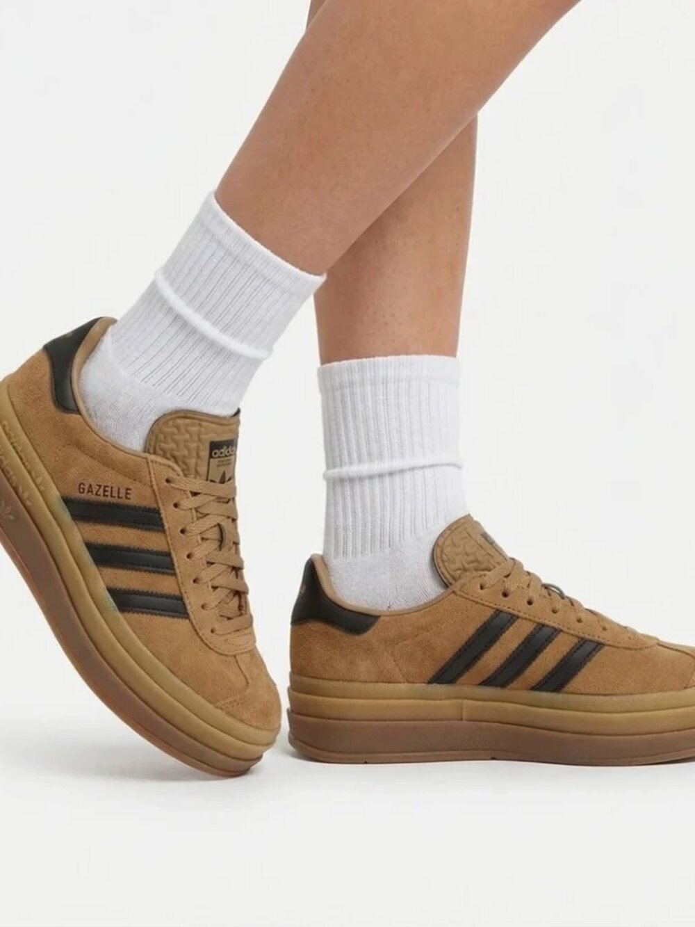 Adidas Originals Womens Gazelle Bold Sneakers Cardboard Core Black Gum Size 6.5